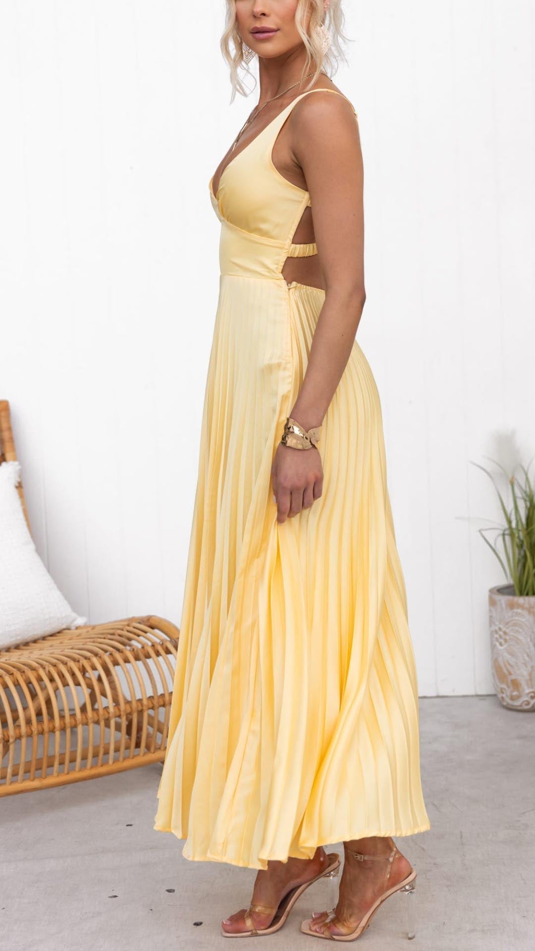 Malka™ | Geplooide V-hals Maxi-jurk
