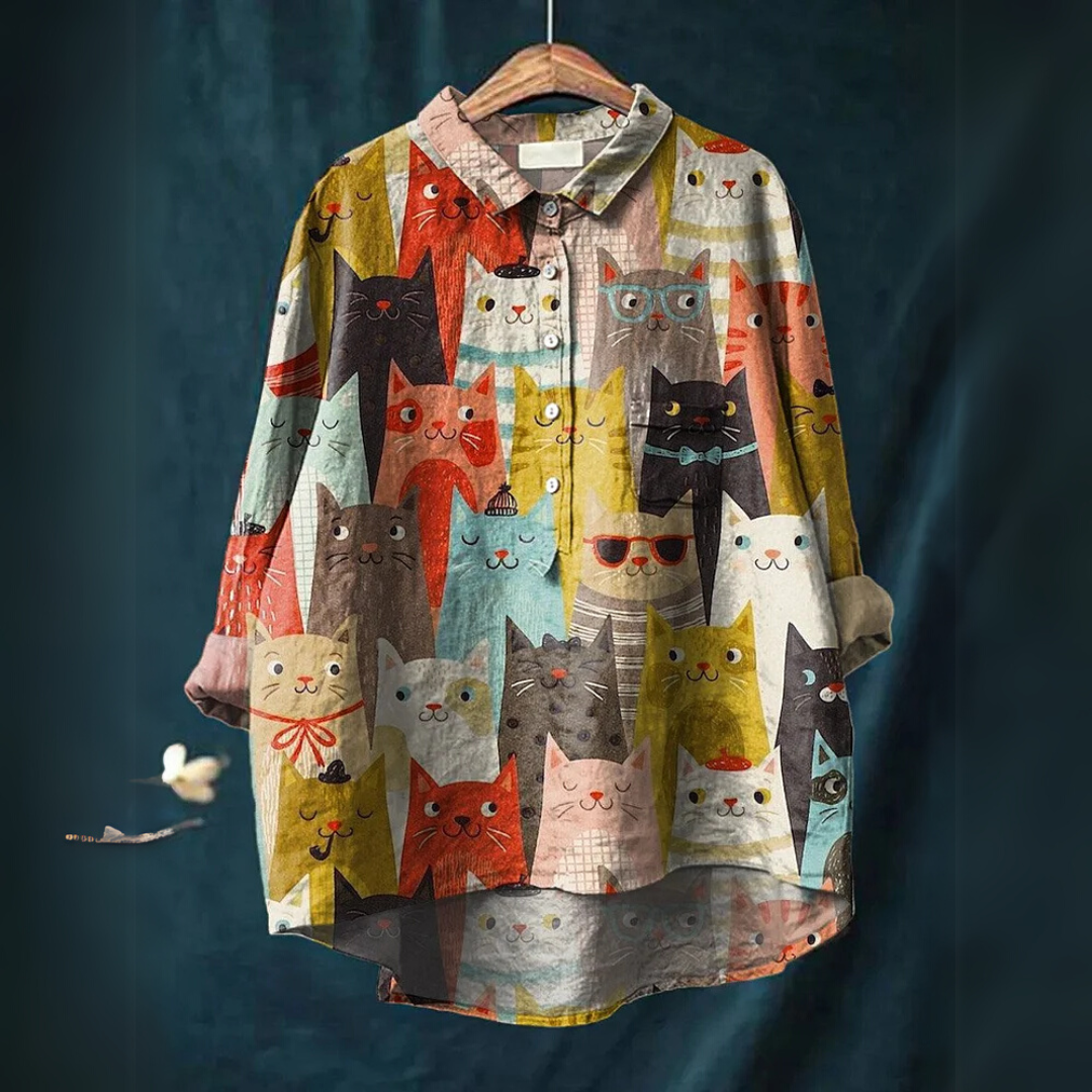 Sheila™ - Kattenkunst-T-shirt