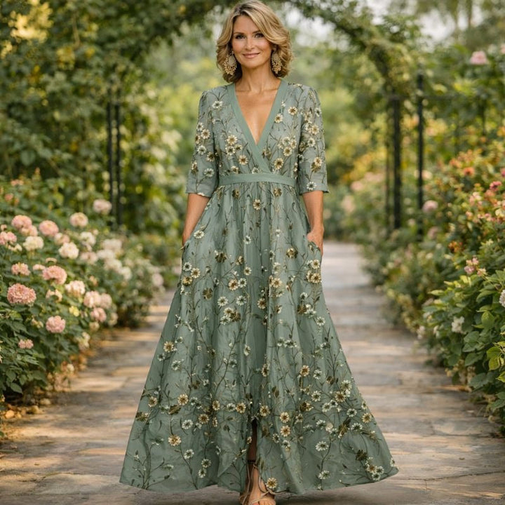 Mila™ | Soepele V-hals Maxi-jurk