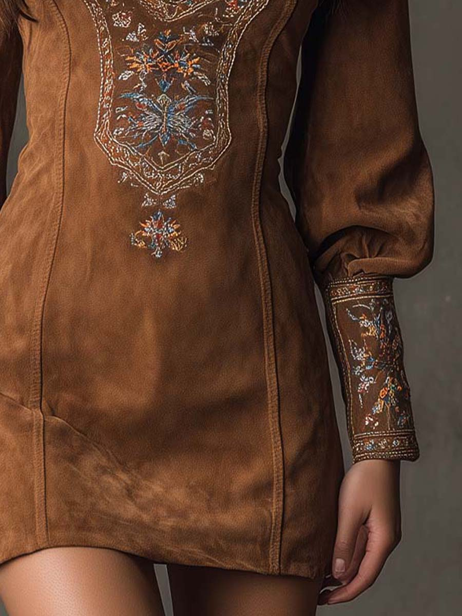 Korte Jurk met Suede Effect