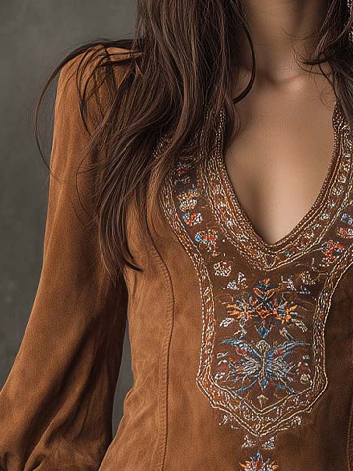 Korte Jurk met Suede Effect