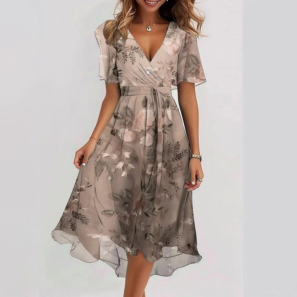 Liza™ - Levendige Abstracte Midi-jurk