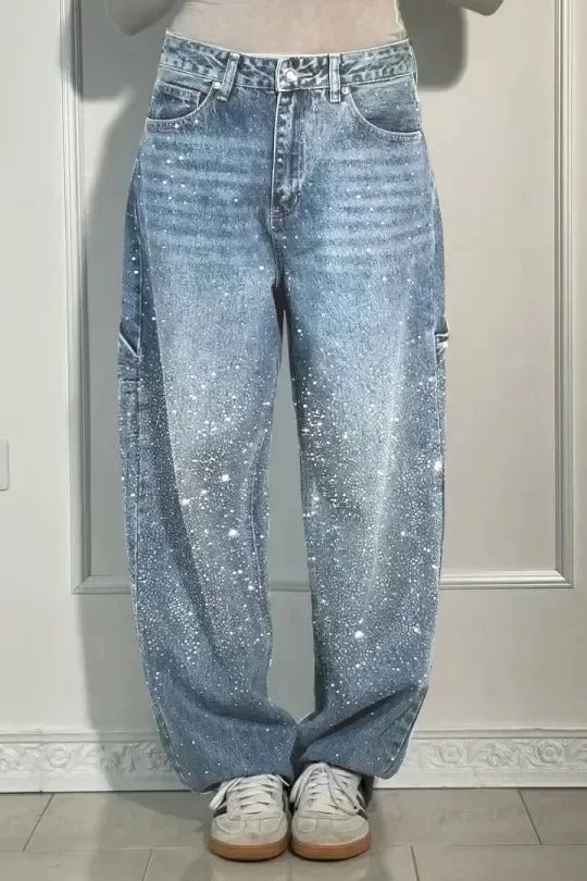 Victoria - Hoge Taille Glitter Jeans