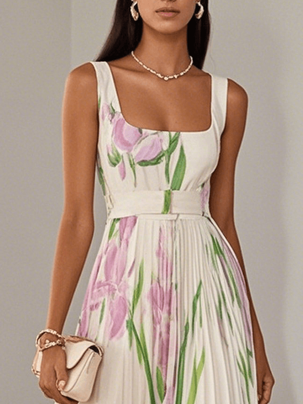 Yara™ | Maxijurk van plissé chiffon