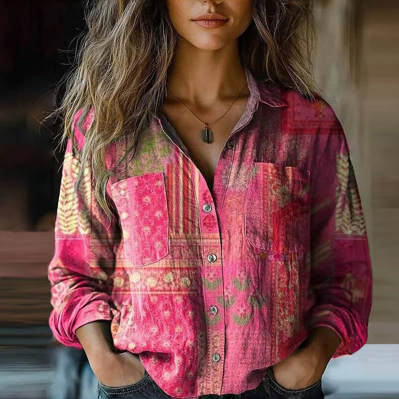 Julia™ - Vintage Blouse met Boheems Patroon