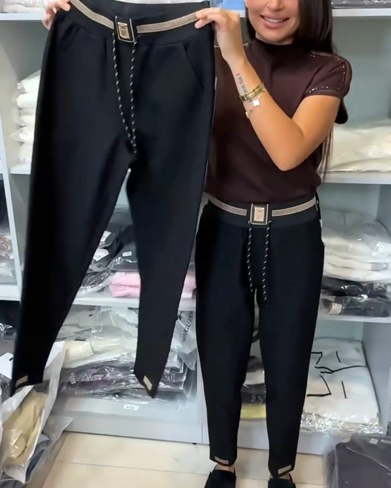 Elegante Broek met Touwtjes en Elastische Taille