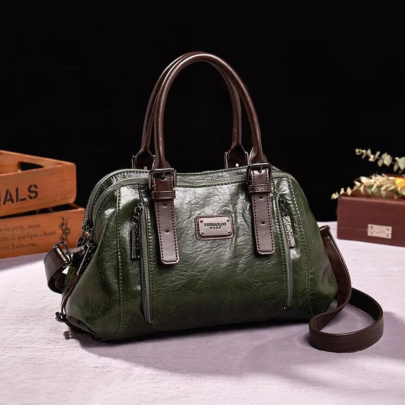 Silke - Luxe Groene Plantaardige Gelooide Leren Tas