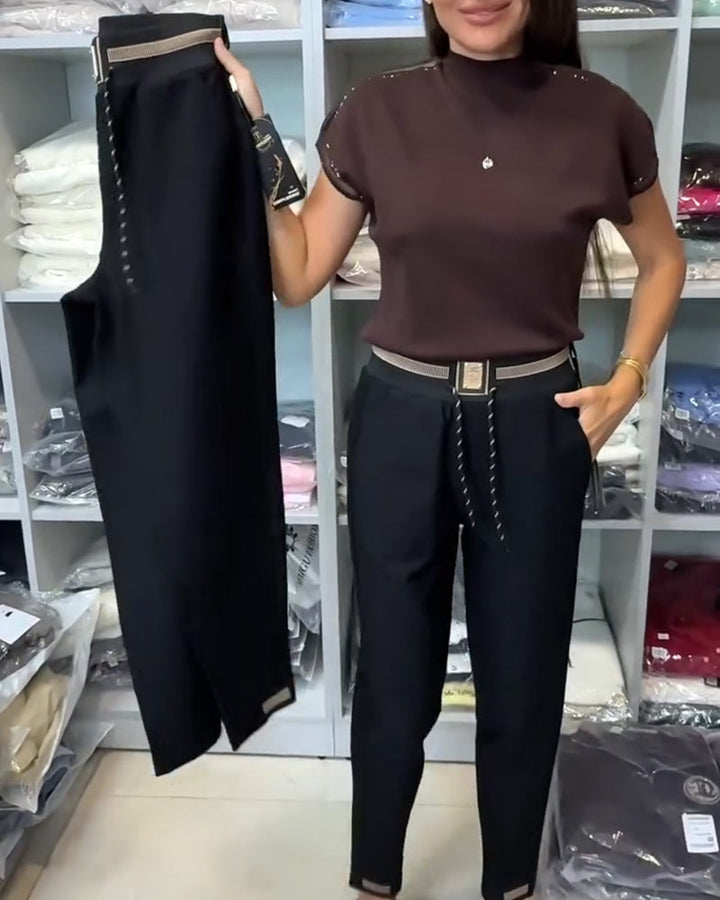 Elegante Broek met Touwtjes en Elastische Taille
