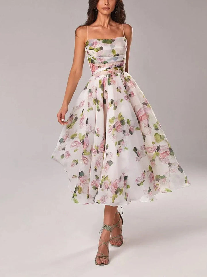 Emilia - Elegante Gedrukte Strapless Jurk