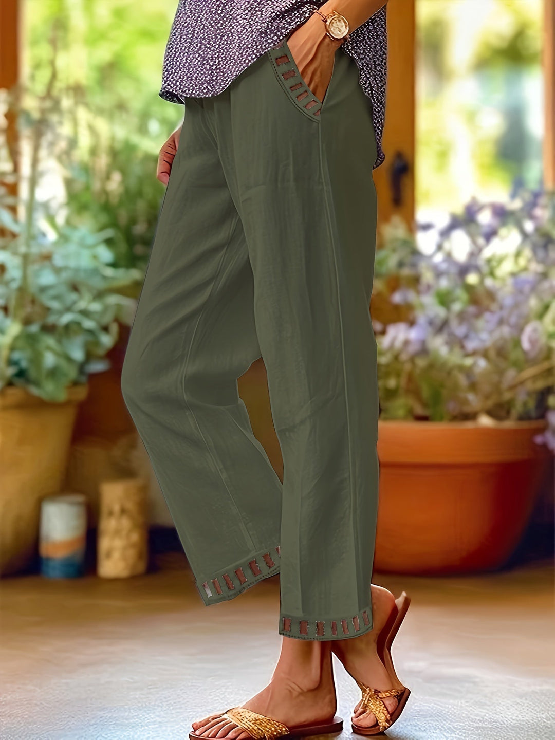 Wren – Ontspannen Cropped Broek met Contrastafwerking