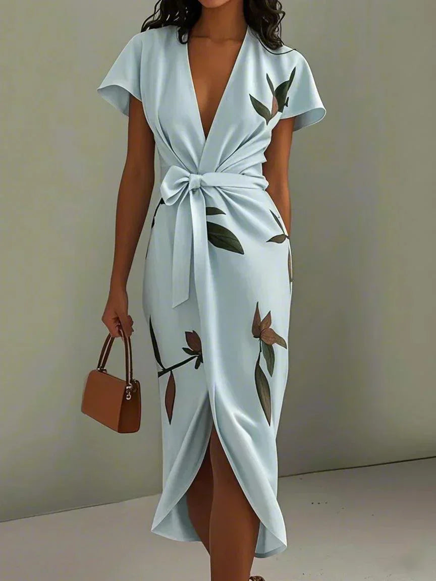 Elin™ | Elegante Wikkeljurk met Bloemenprint