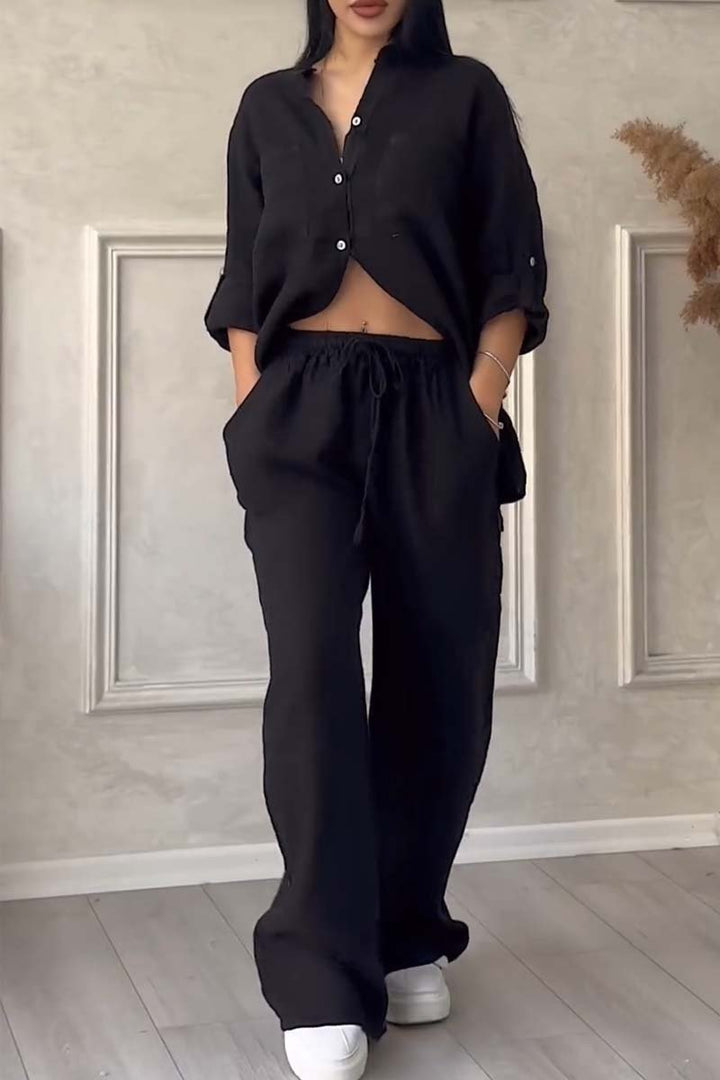 Fara - Luxe Katoen & Linnen Ensemble – Shirt & Broek Set