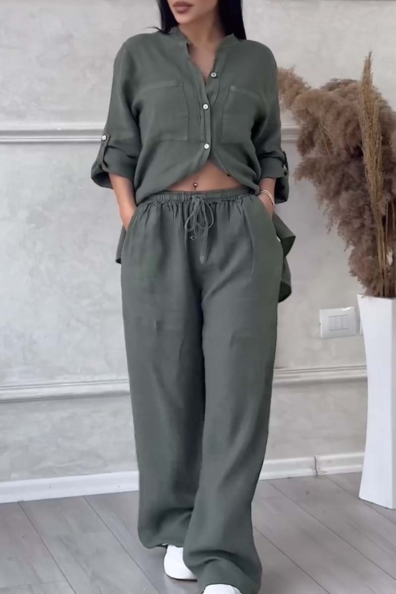 Fara - Luxe Katoen & Linnen Ensemble – Shirt & Broek Set