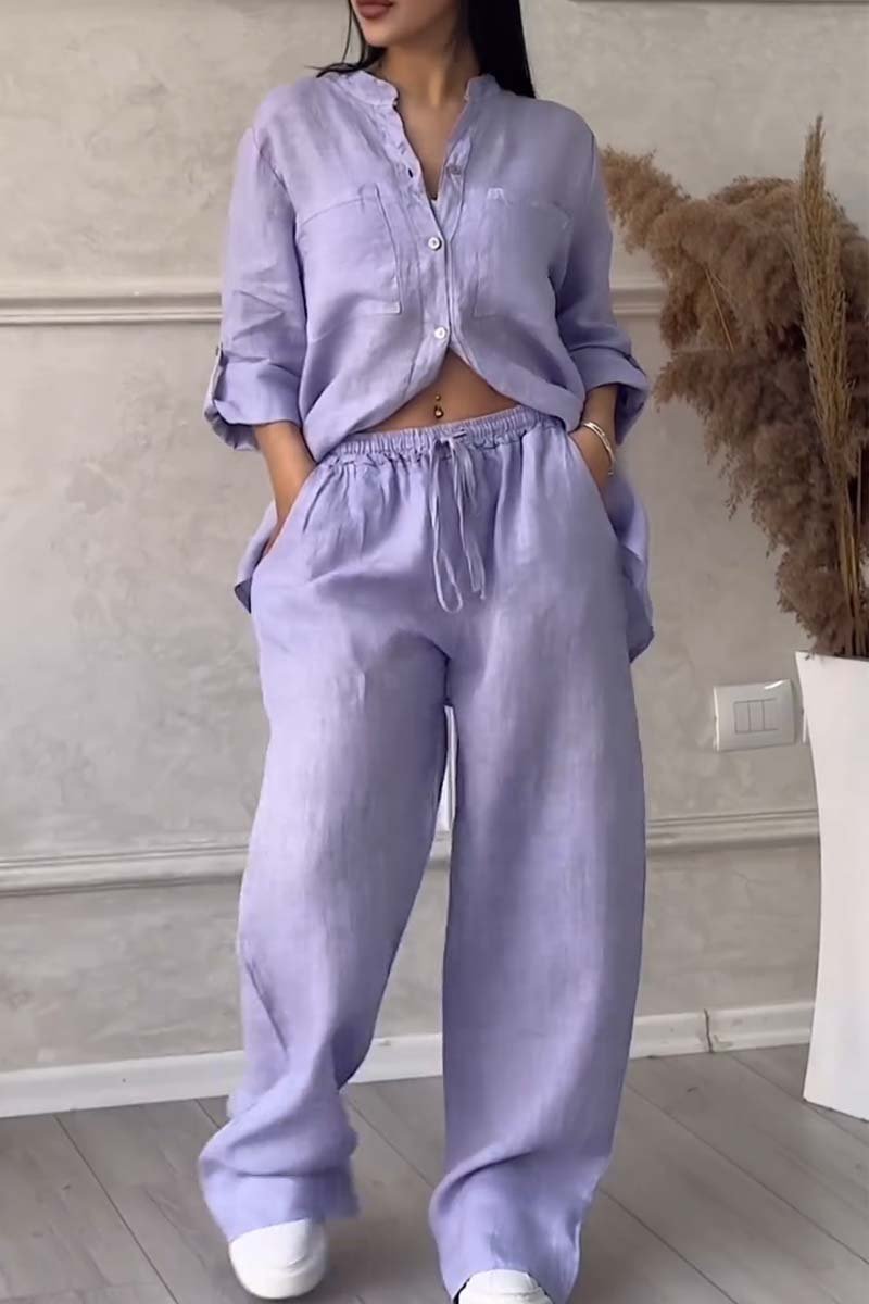 Fara - Luxe Katoen & Linnen Ensemble – Shirt & Broek Set