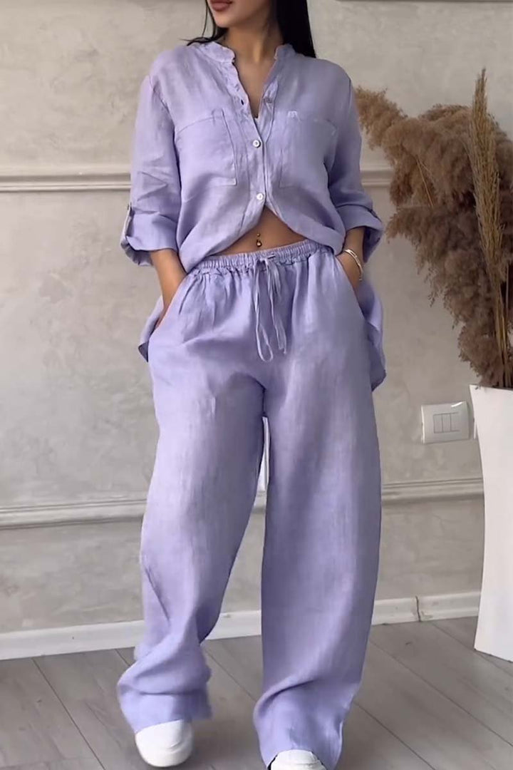 Fara - Luxe Katoen & Linnen Ensemble – Shirt & Broek Set