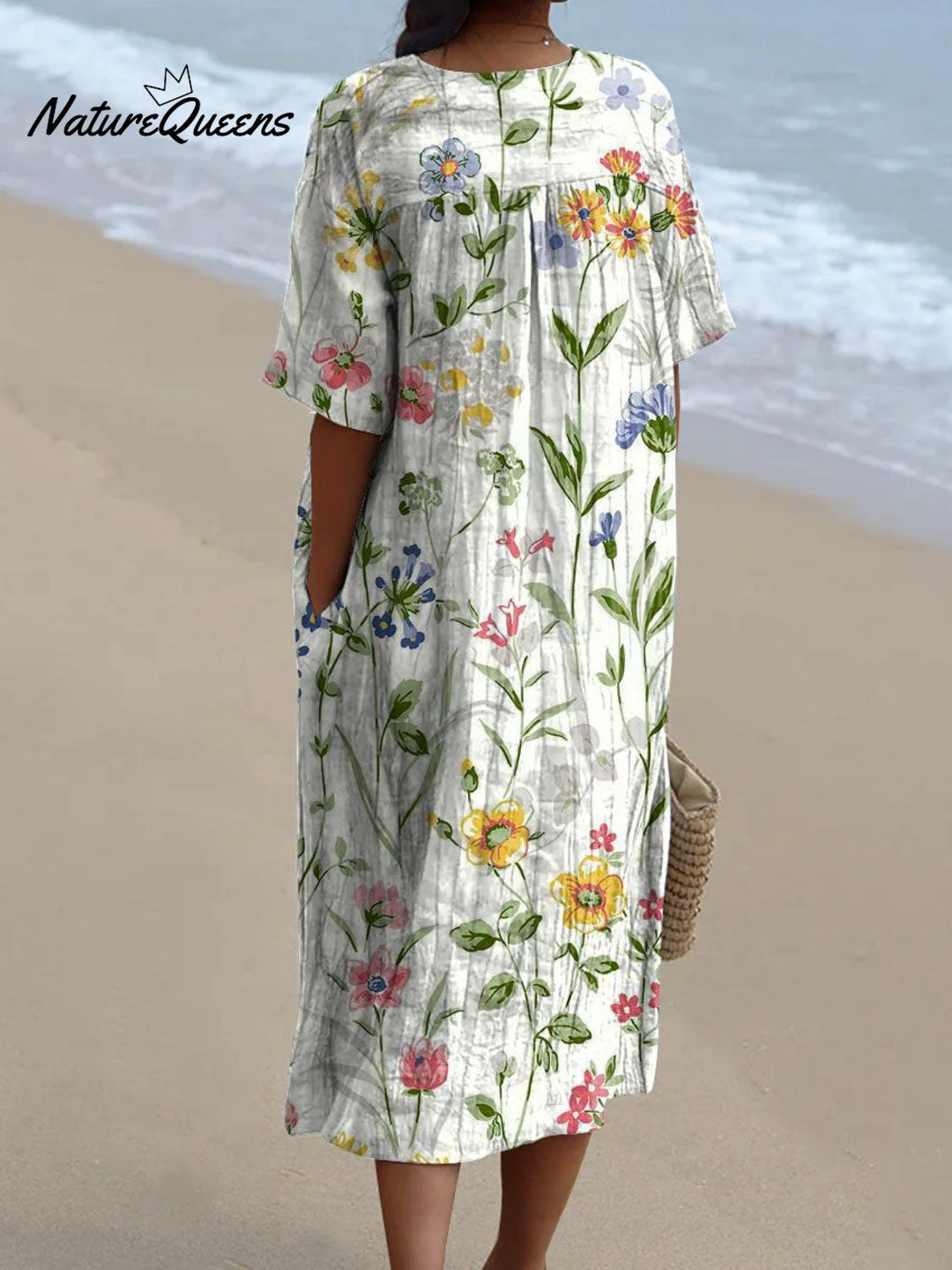 Vrouwen Vintage Bloemen Casual Vloeiende Jurk