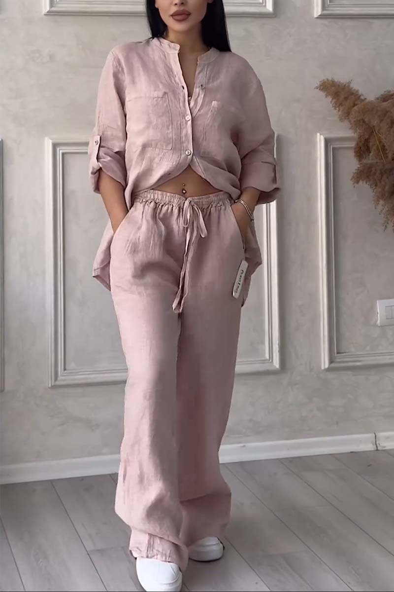Fara - Luxe Katoen & Linnen Ensemble – Shirt & Broek Set