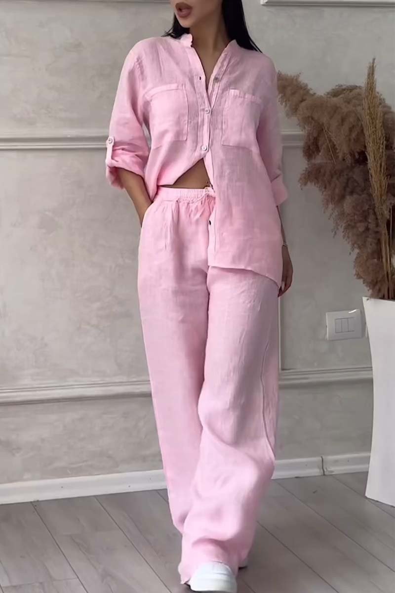 Fara - Luxe Katoen & Linnen Ensemble – Shirt & Broek Set