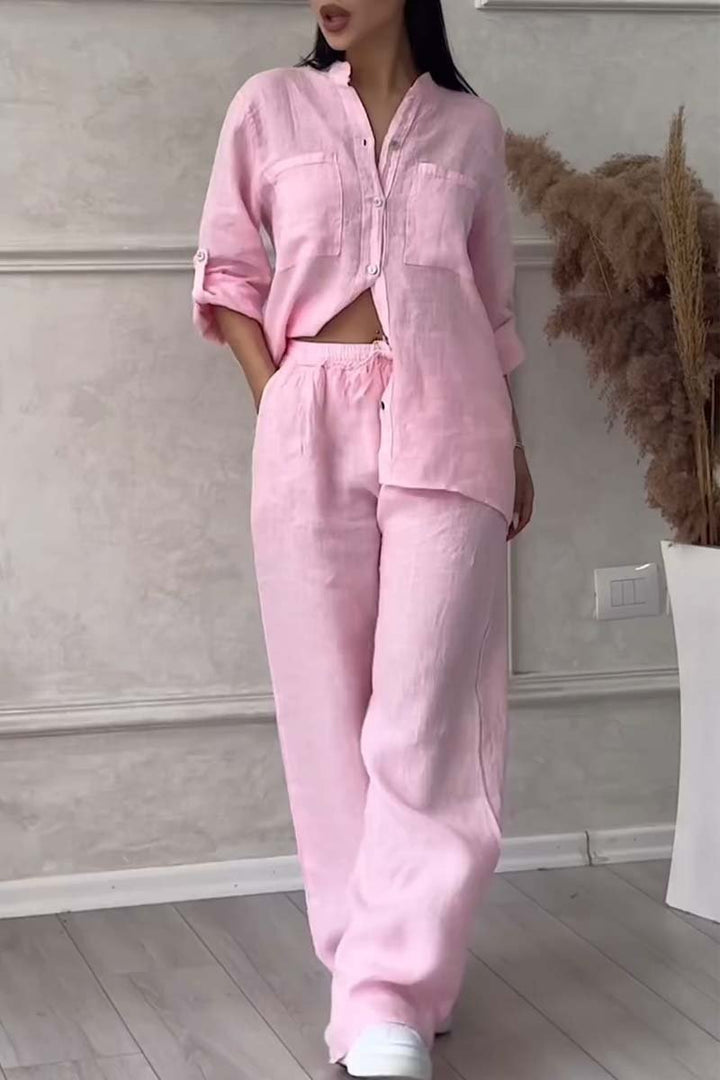 Fara - Luxe Katoen & Linnen Ensemble – Shirt & Broek Set