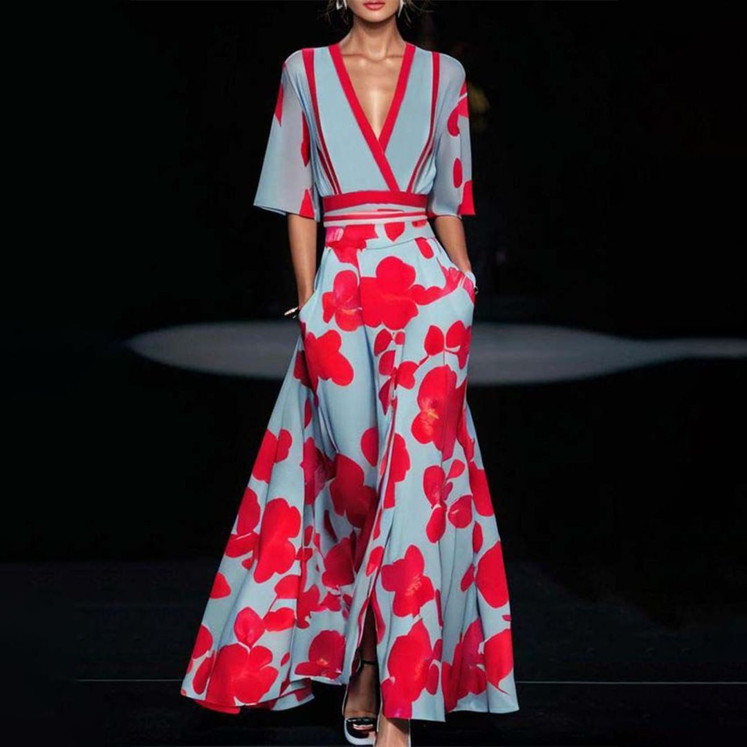 Mila™ | Soepele V-hals Maxi-jurk