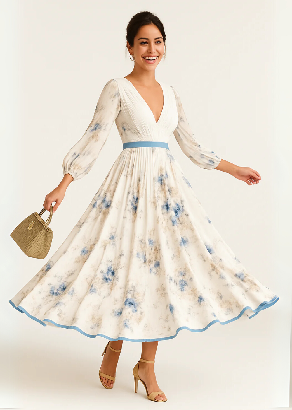 Paz™ | Tijdloze Bloemen Plissé Maxi Jurk