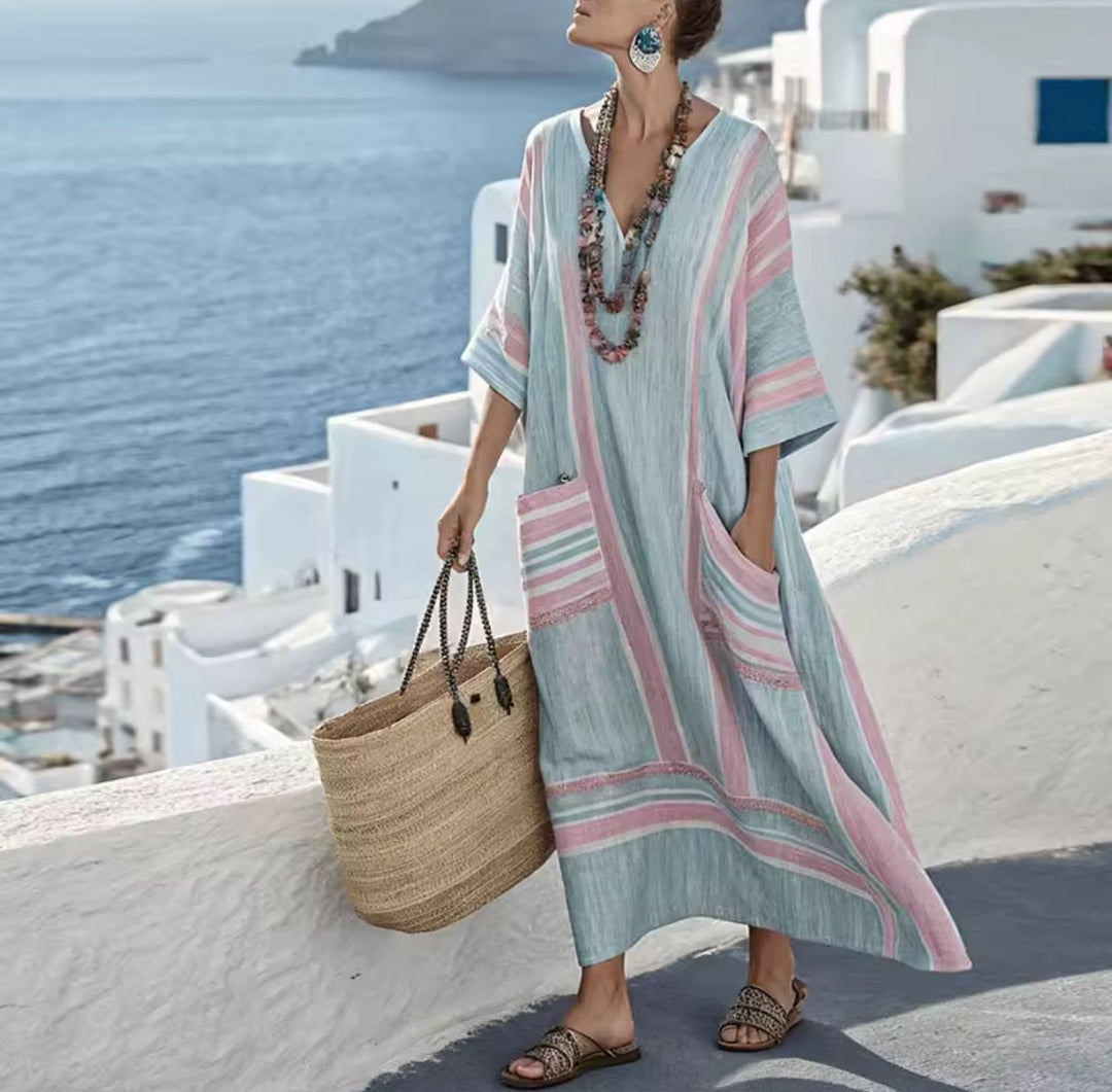 Elegante Mary - Lange Strandjurk voor een Stijlvolle Zomerlook