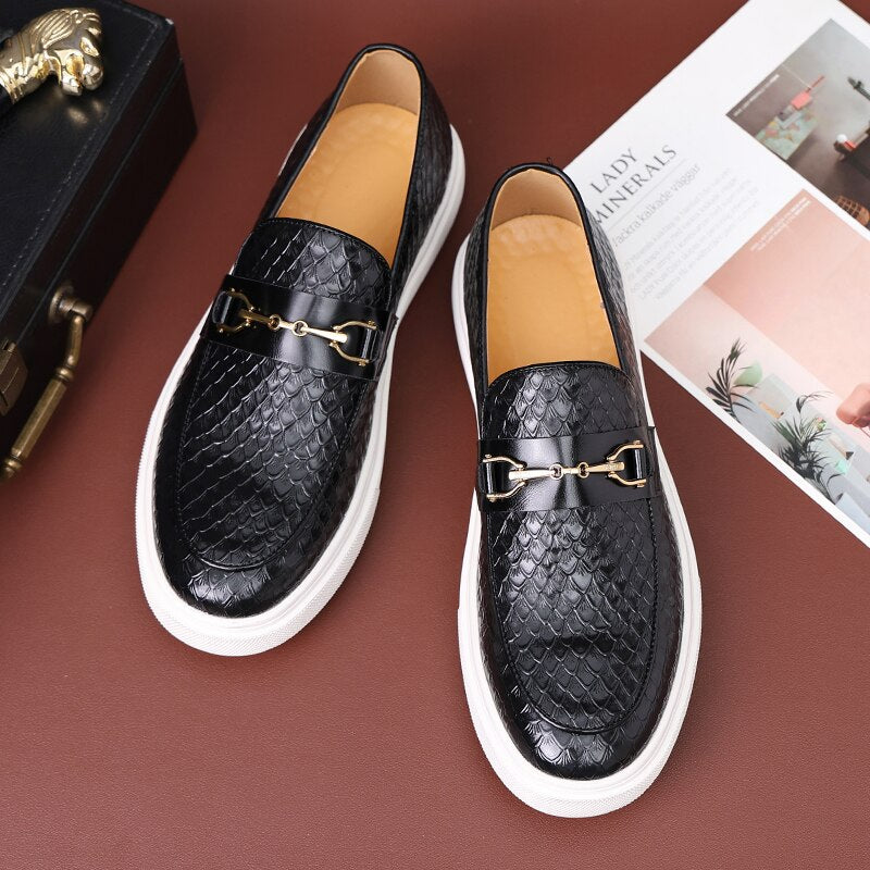 GIOVANNI™ - NoirVerde Couture Leren Loafers
