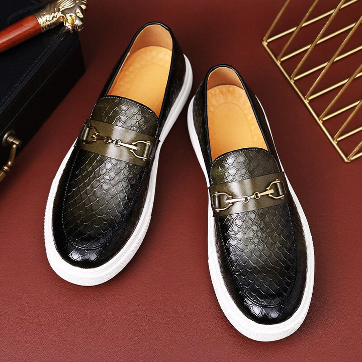 GIOVANNI™ - NoirVerde Couture Leren Loafers