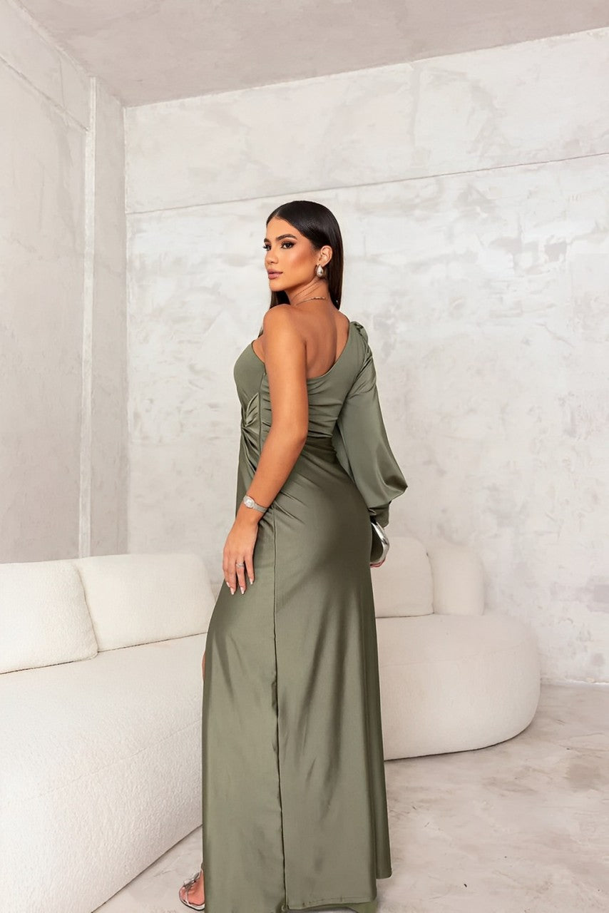 Mila™ | Elegante Satijnen Jurk met Zijsplit